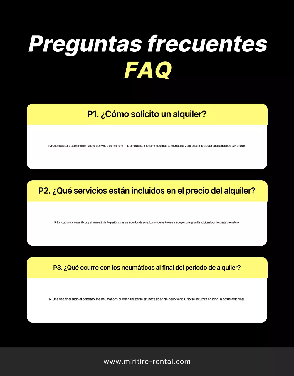 Anuncio de alquiler de neumáticos modernos negros