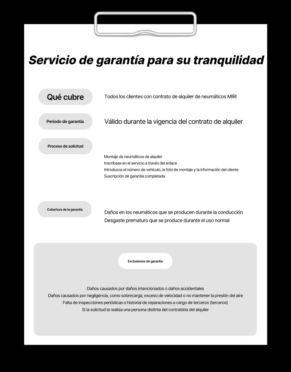 Anuncio de alquiler de neumáticos modernos negros