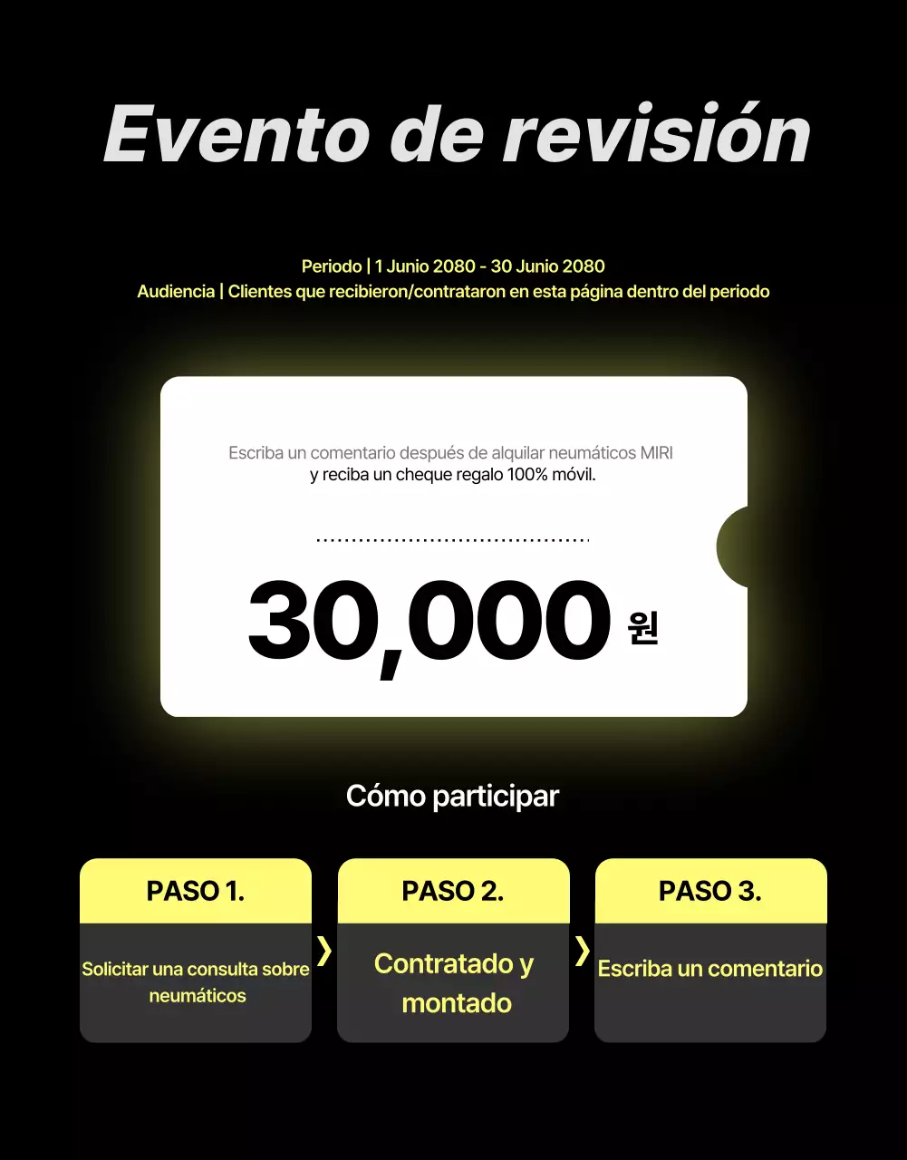 Anuncio de alquiler de neumáticos modernos negros