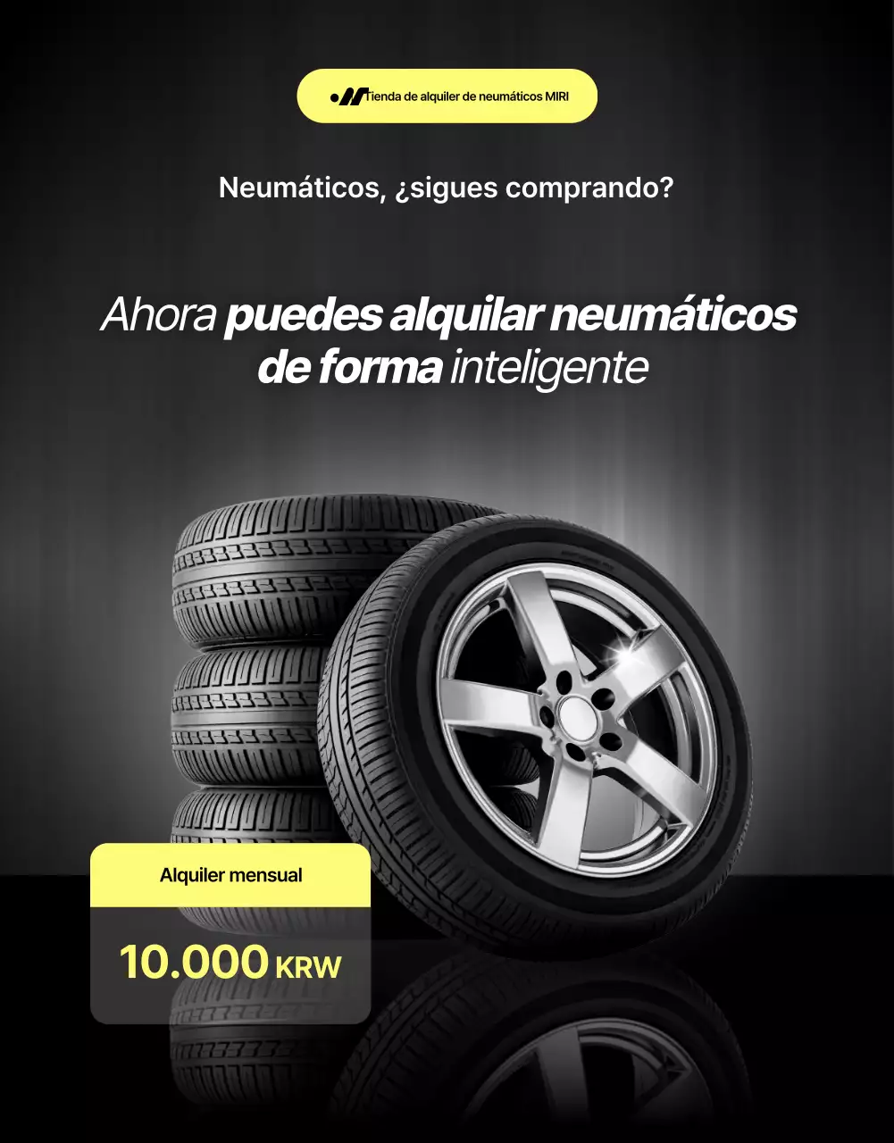 Anuncio de alquiler de neumáticos modernos negros