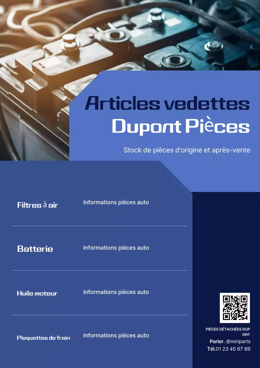 Publicité pour les pièces automobiles modernes bleues