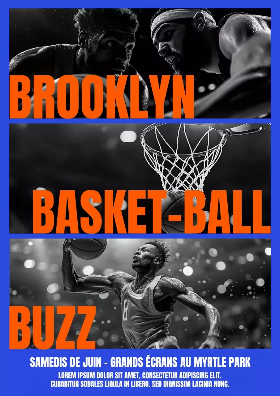 Affiche Web de l'événement de basket-ball Orange Bold