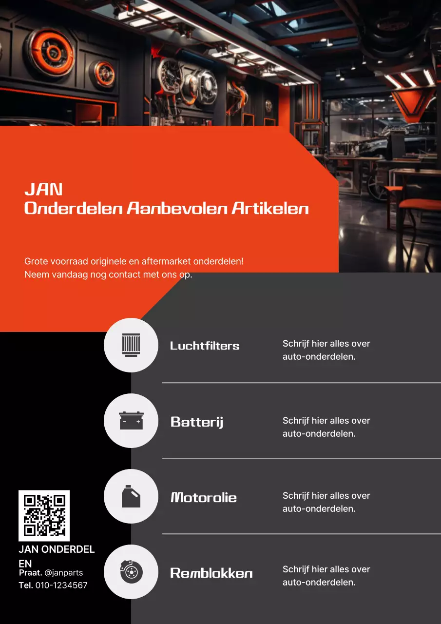 Oranje moderne auto-advertentie