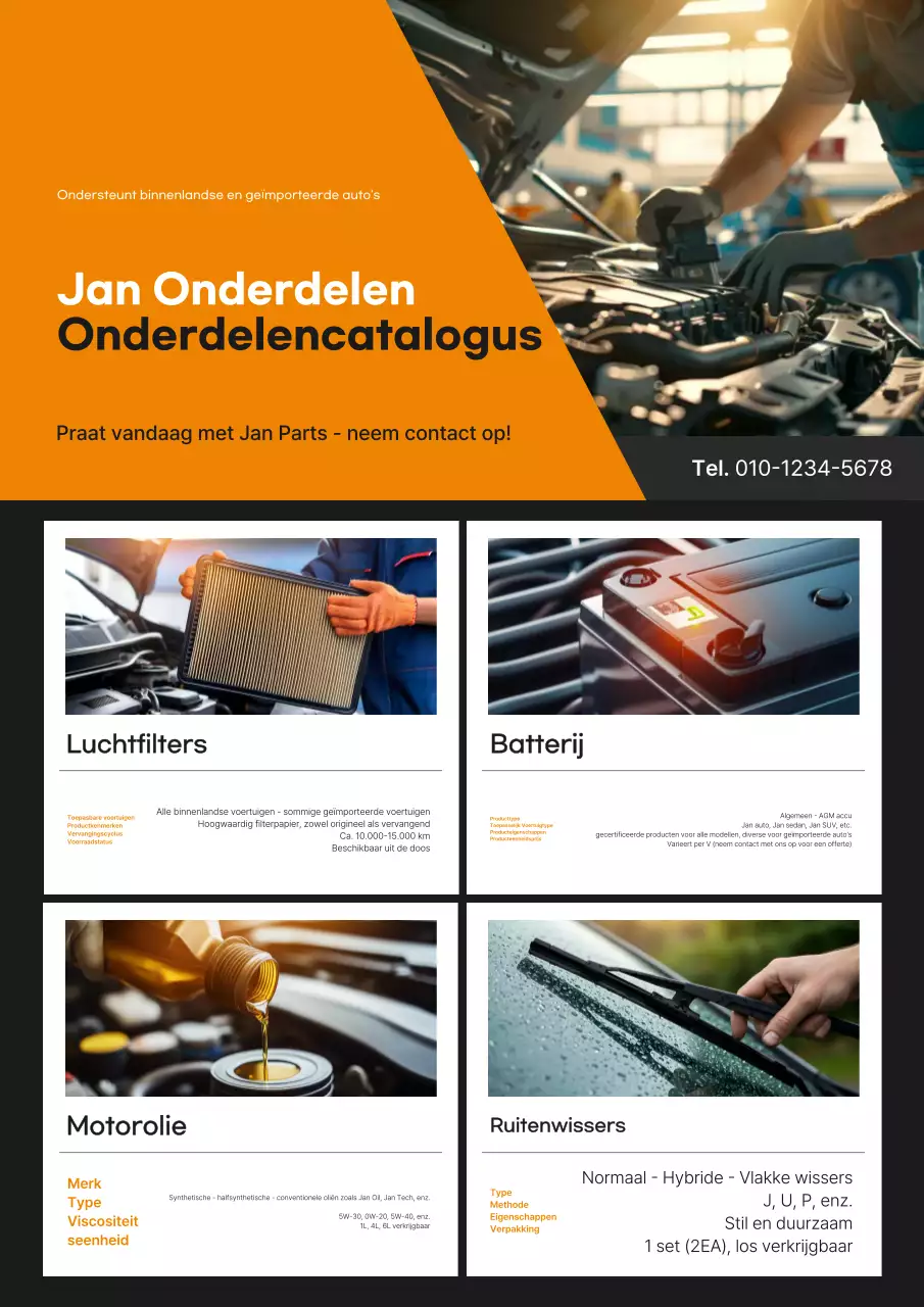 Promotie van moderne autoproducten in oranje