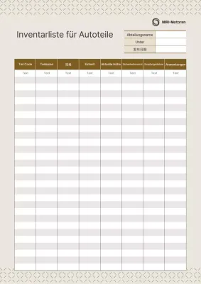 Beige Einfaches Inventarverwaltungs-Tischschreibwaren