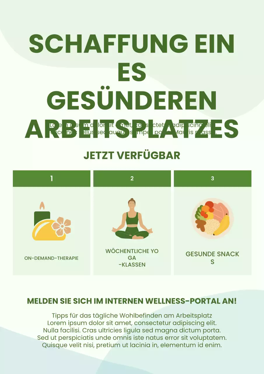 Grünes modernes Wellness-Ankündigungsplakat