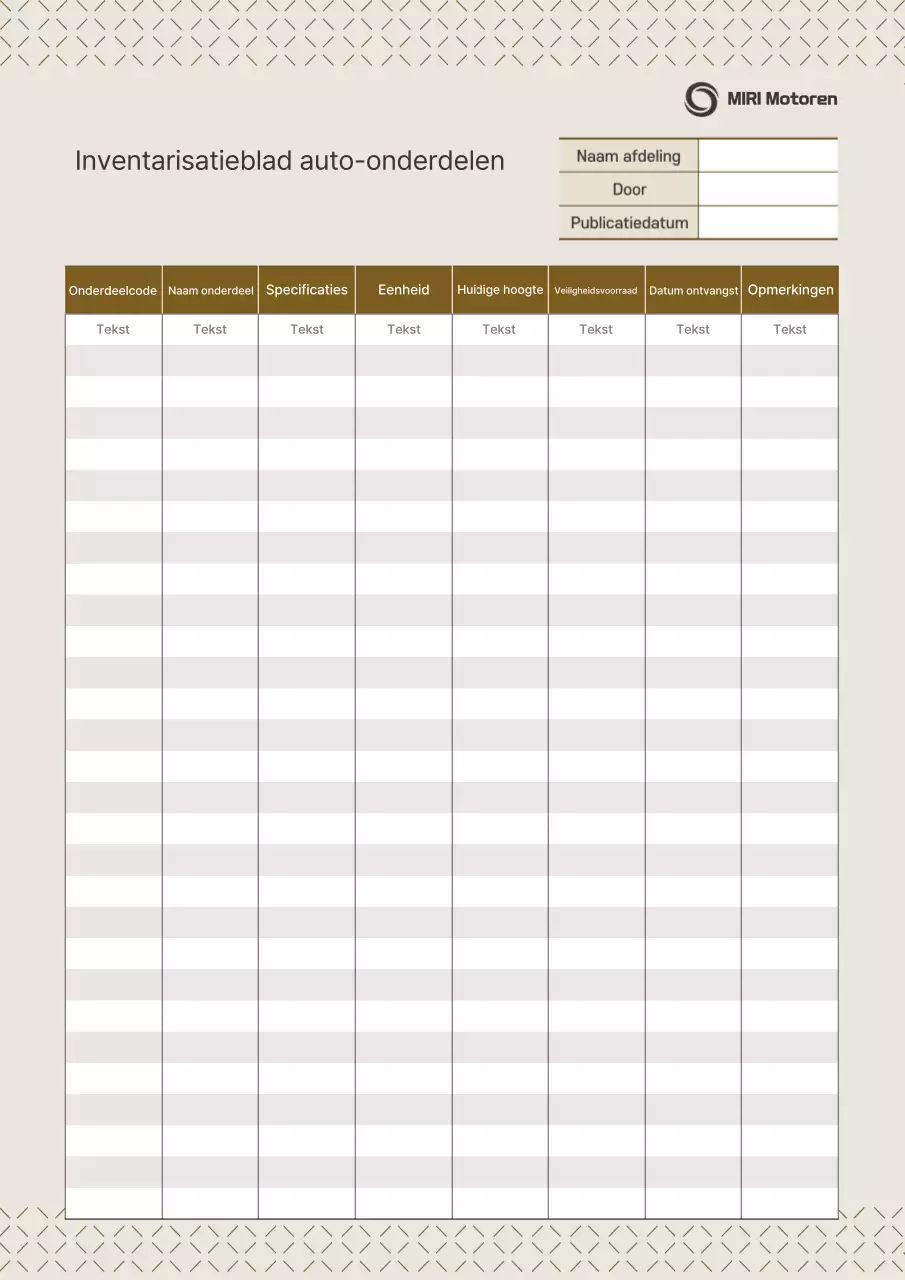 Beige Eenvoudige Voorraadbeheer Tafel Kantoorartikelen