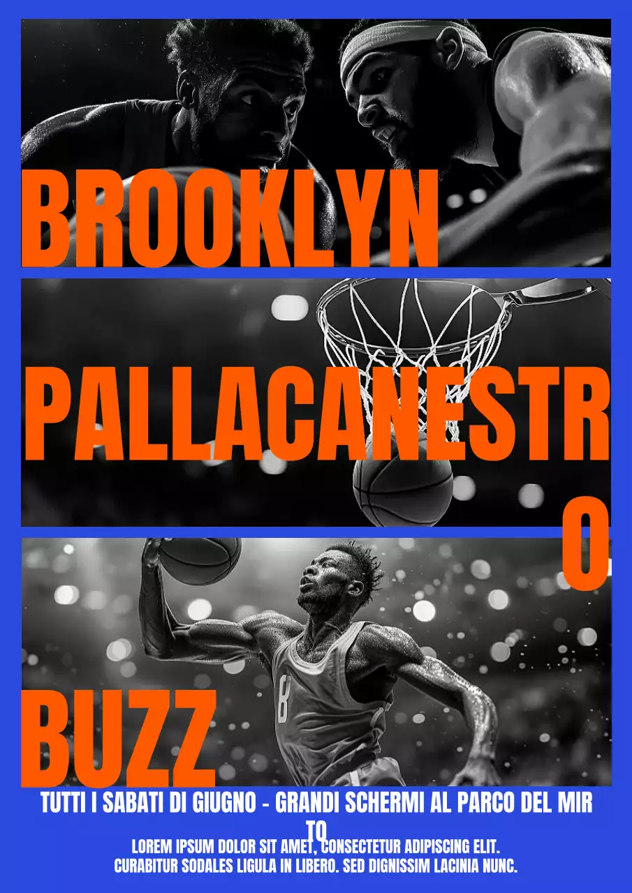 Manifesto web dell'evento di basket arancione audace