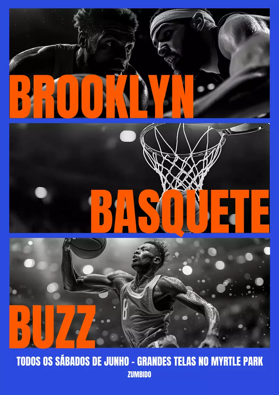 Cartaz do evento de basquete laranja em negrito