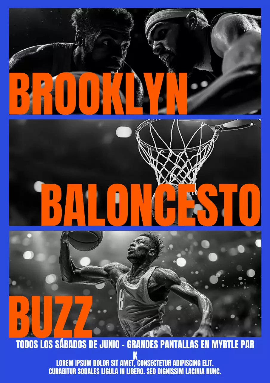 Póster web del evento de baloncesto naranja llamativo
