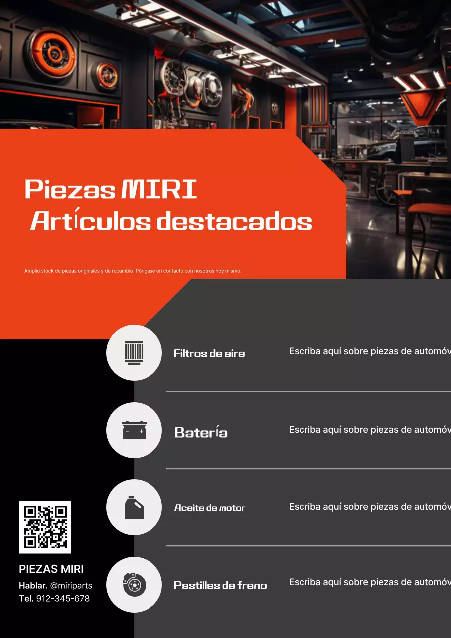 Anuncio de coche moderno de color naranja