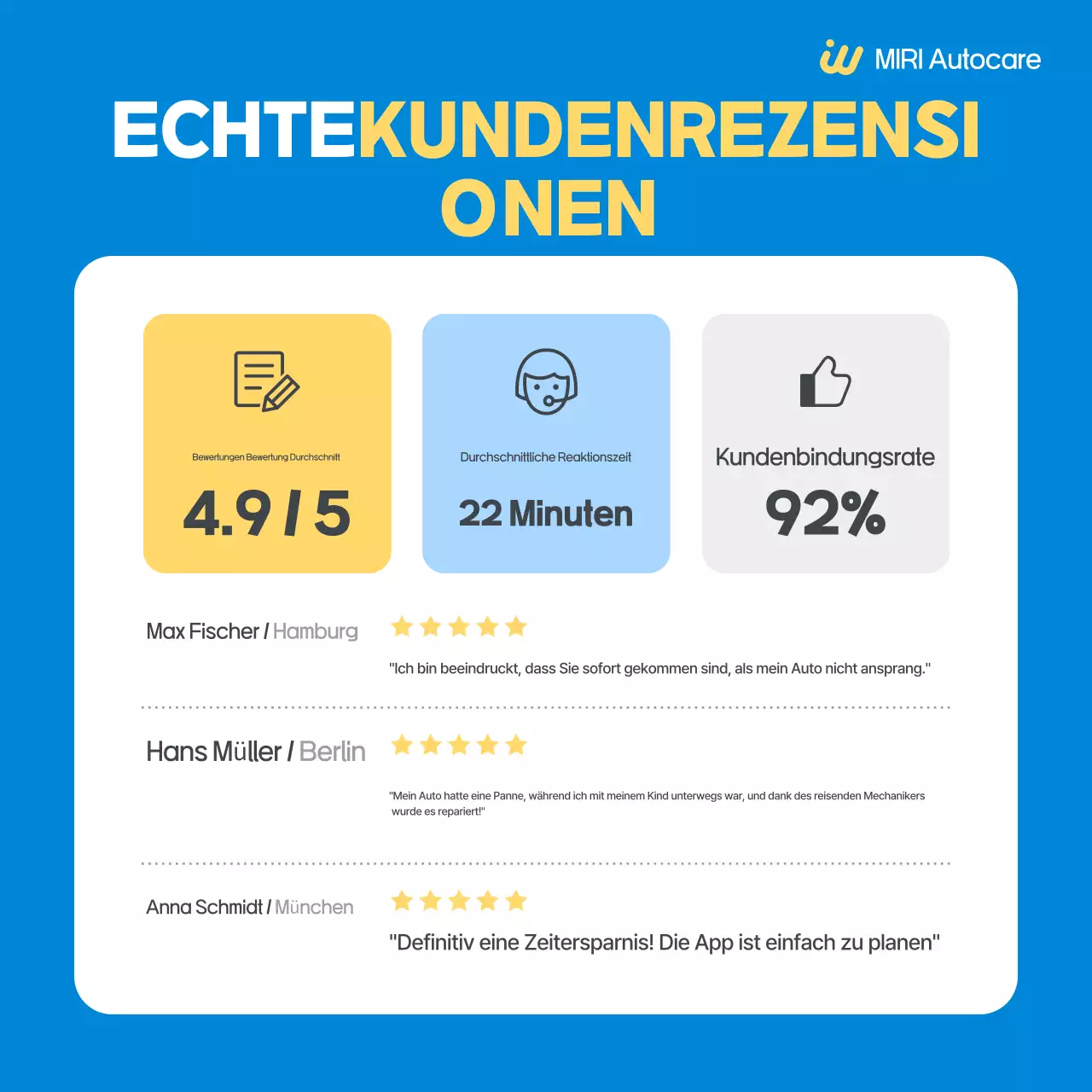 Blaue, einfache Autoservice-Werbung