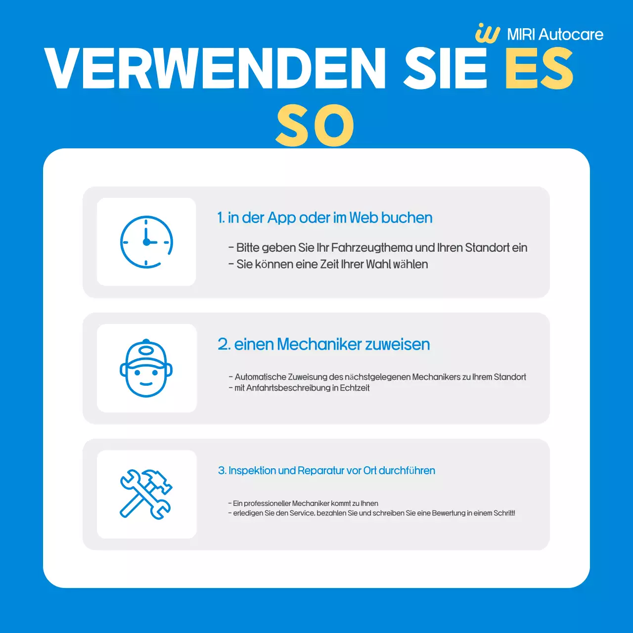 Blaue, einfache Autoservice-Werbung