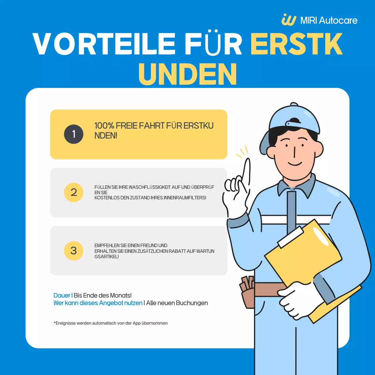 Blaue, einfache Autoservice-Werbung