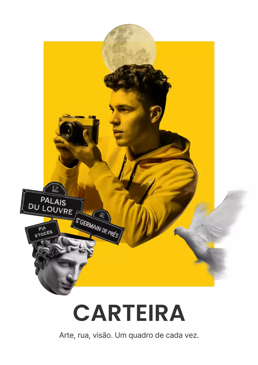 Portfólio de fotografia de colagem amarela