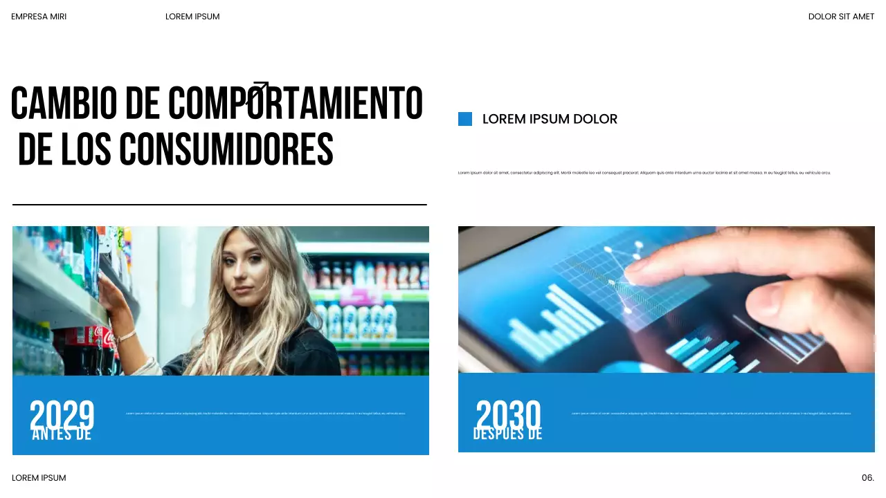 Presentación del informe de tendencias del mercado moderno azul