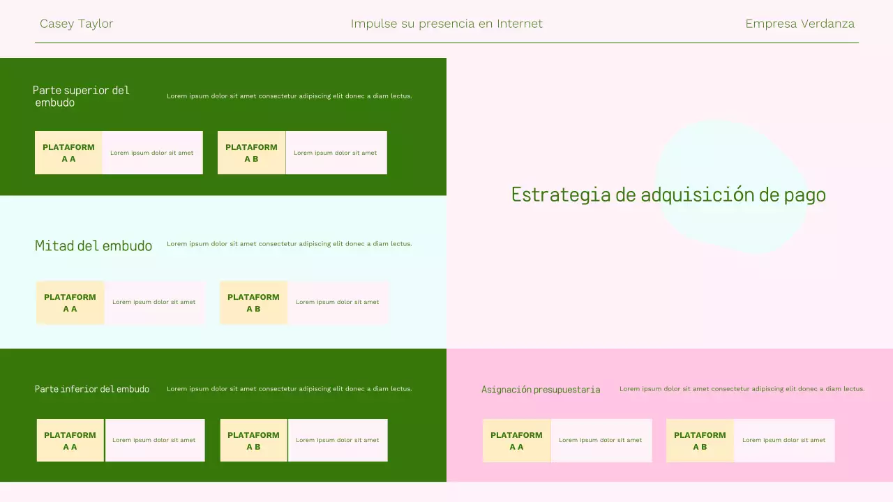 Presentación moderna de marketing online en color rosa