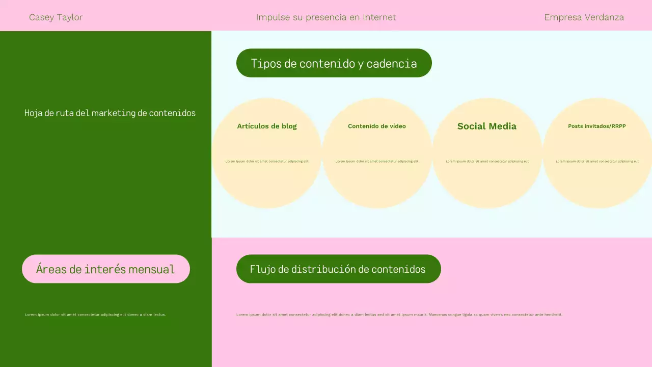 Presentación moderna de marketing online en color rosa