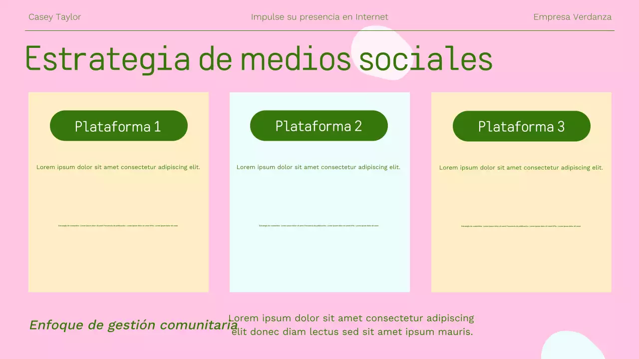 Presentación moderna de marketing online en color rosa