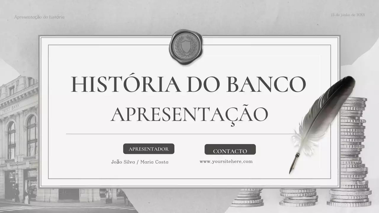Apresentação da aula de história clássica cinza
