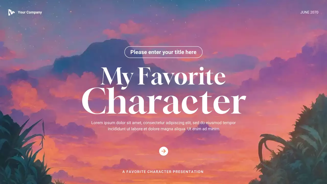 Purple Green and Orange Aesthetic Favorite Character Literature Presentation