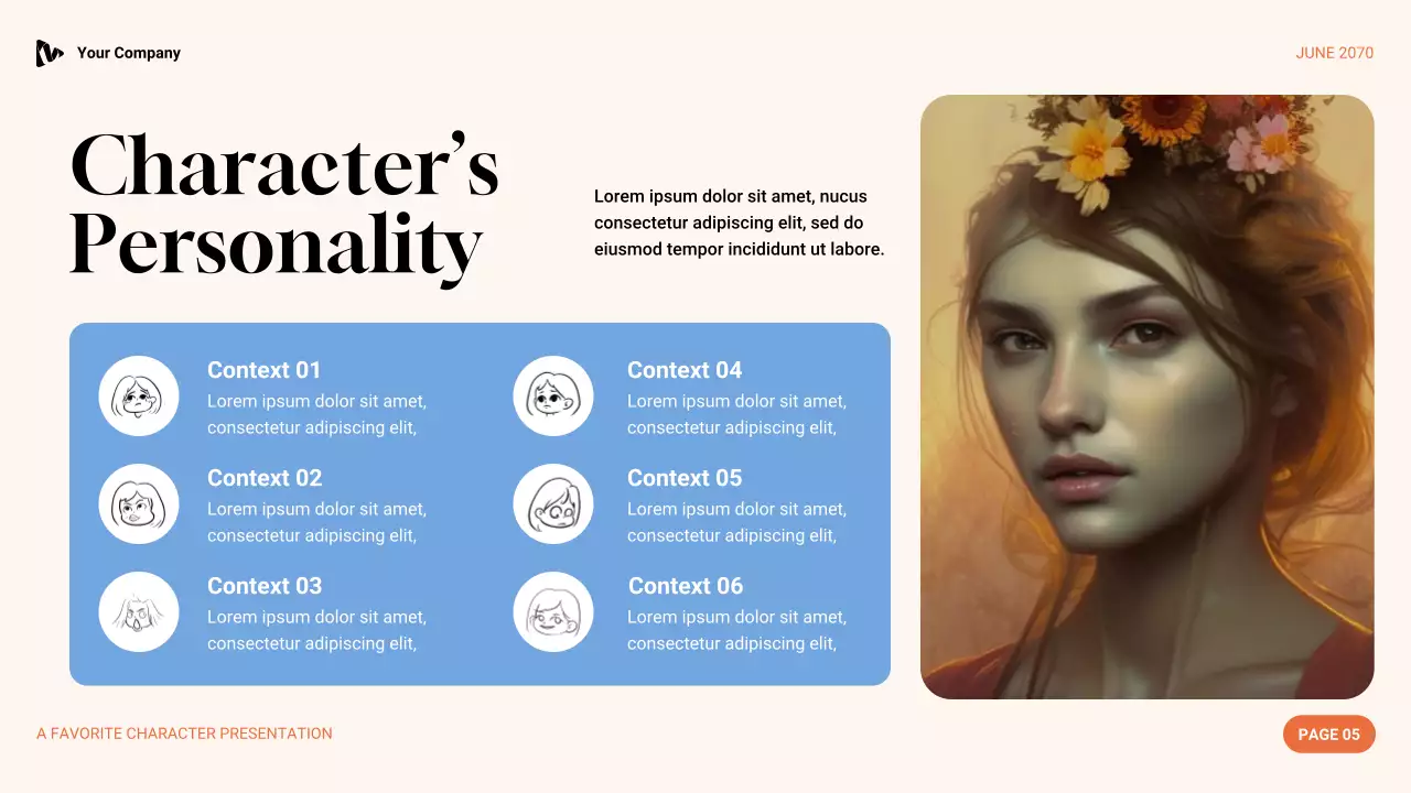 Purple Green and Orange Aesthetic Favorite Character Literature Presentation