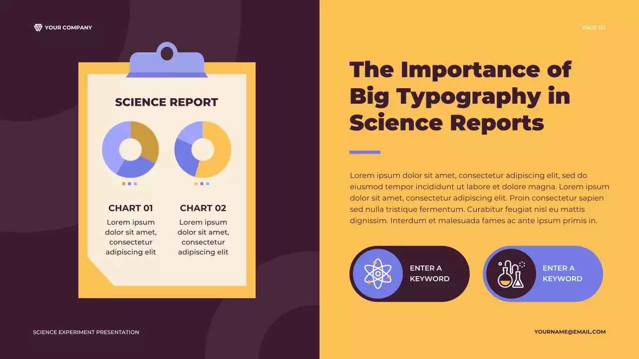 Purple and Orange Illustrative Science Experiment Report Presentation