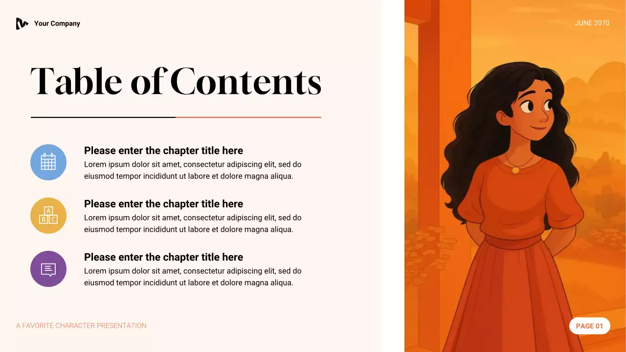 Purple Green and Orange Aesthetic Favorite Character Literature Presentation