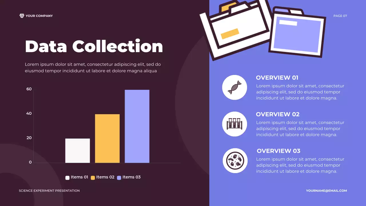 Purple and Orange Illustrative Science Experiment Report Presentation