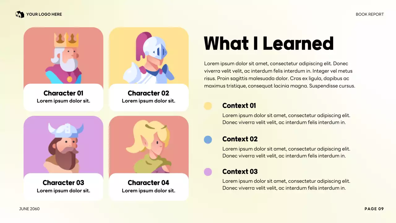 Colorful My Favorite Character Literature Report Presentation