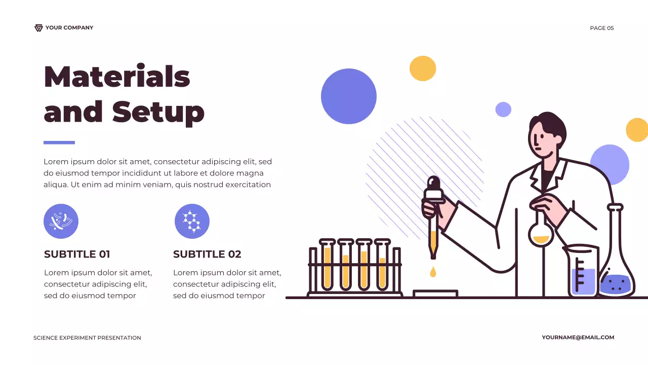 Purple and Orange Illustrative Science Experiment Report Presentation
