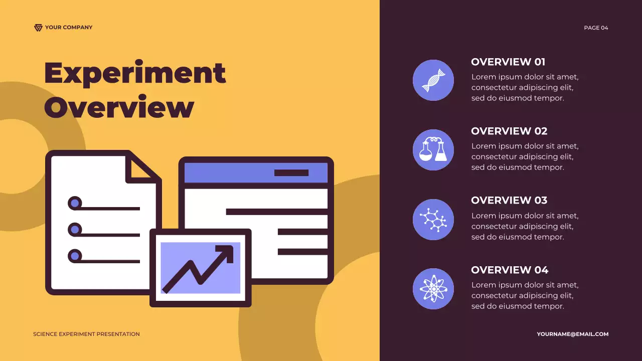Purple and Orange Illustrative Science Experiment Report Presentation