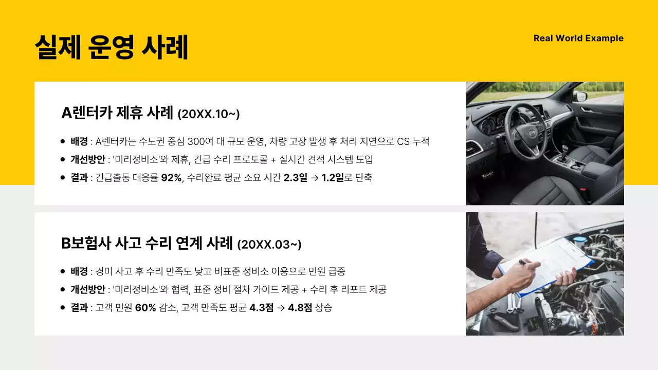 노랑 모던 자동차 명함