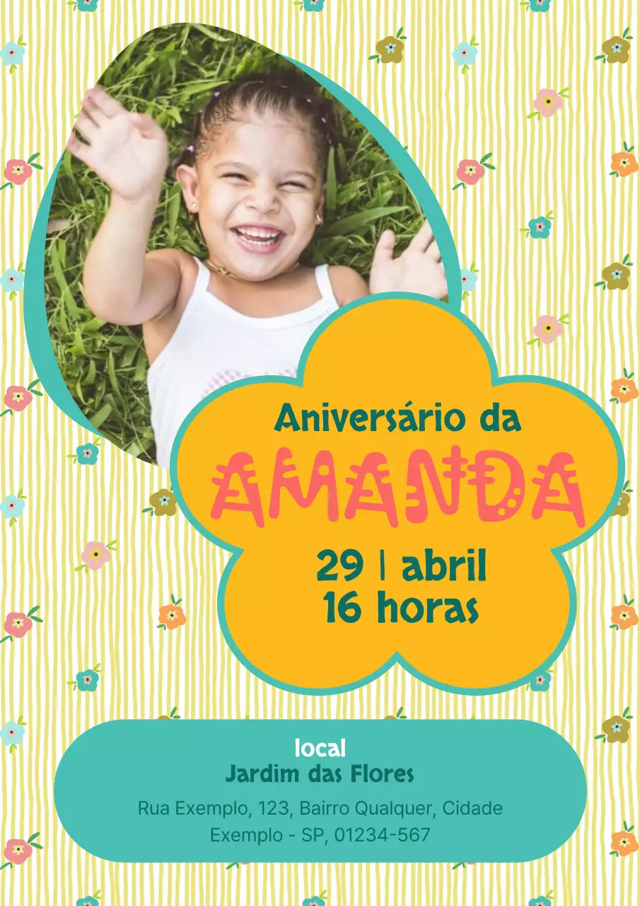 Cartaz de convite de aniversário amarelo e divertido