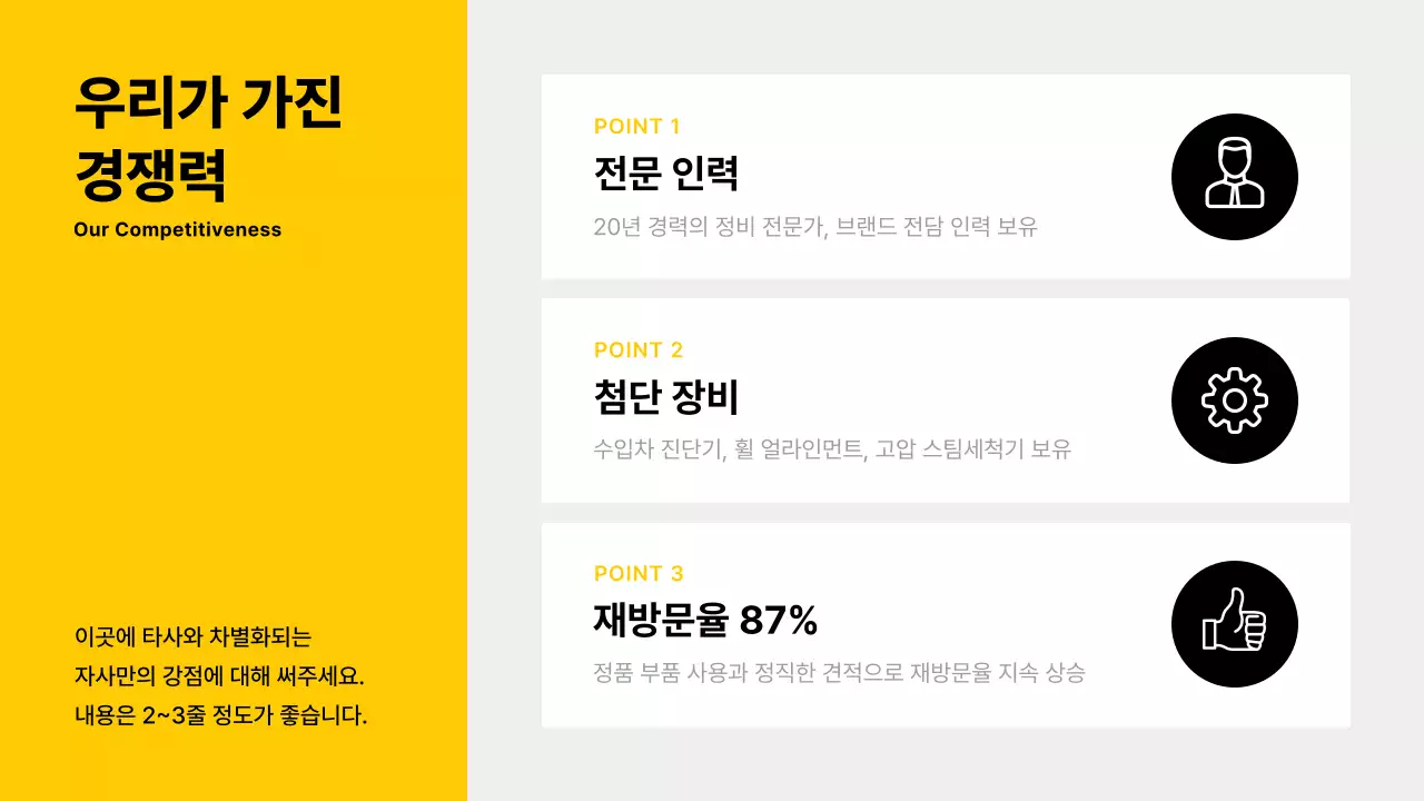 노랑 모던 자동차 명함