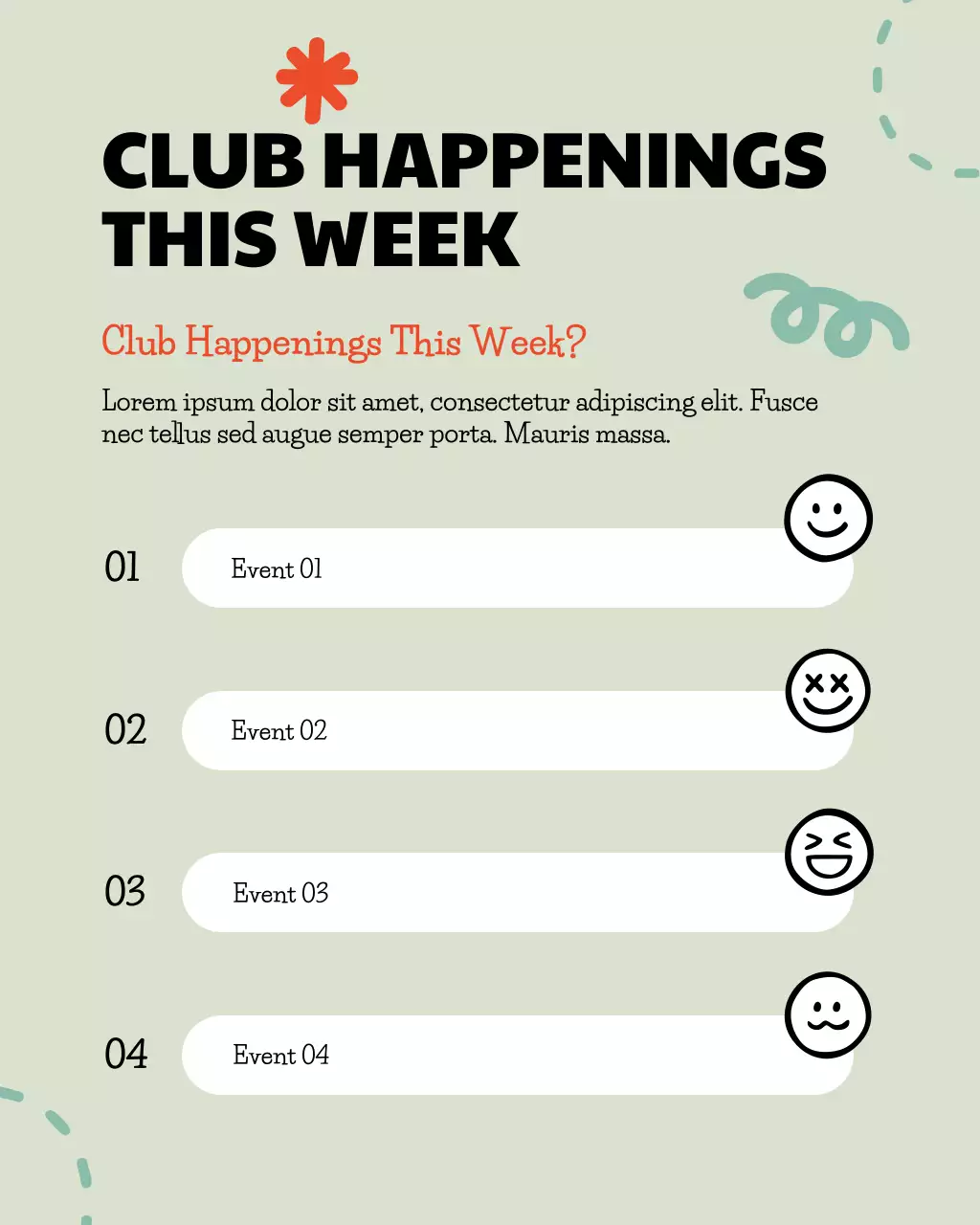 Sage Green Playful Weekly Club Events Schedule Instagram Post