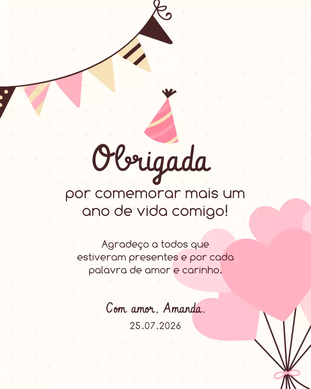 Postagem no Instagram de cartão de aniversário vintage rosa