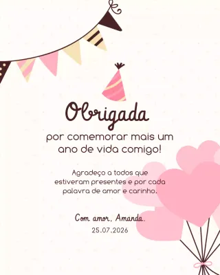 Postagem no Instagram de cartão de aniversário vintage rosa