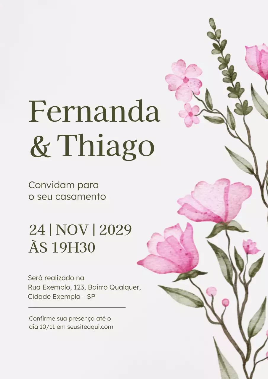 Cartaz de convite de casamento elegante rosa