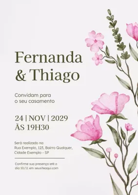 Cartaz de convite de casamento elegante rosa