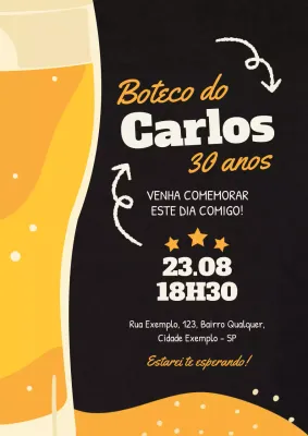 Cartaz de convite para bar retrô laranja