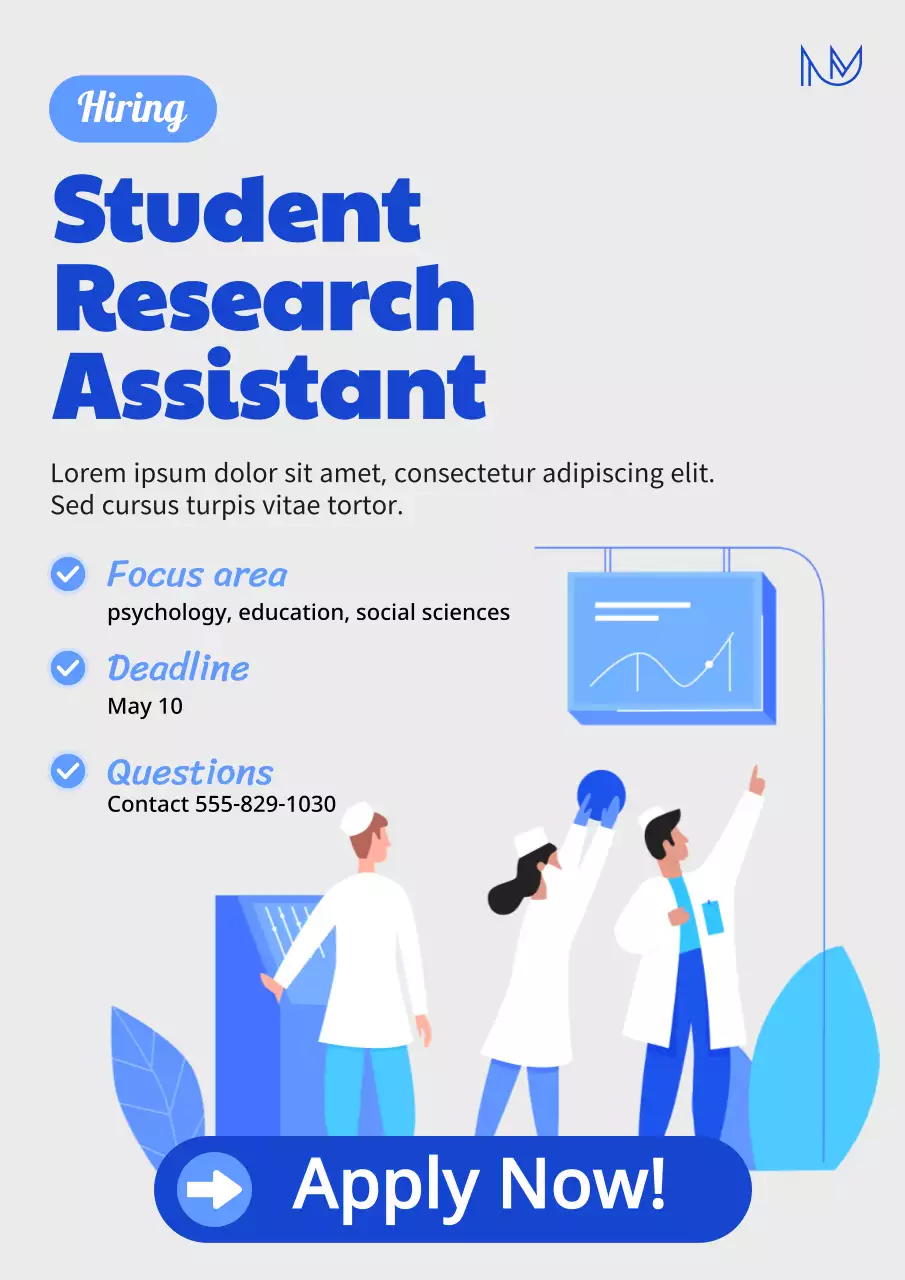 Blue Modern Research Recruitment Poster