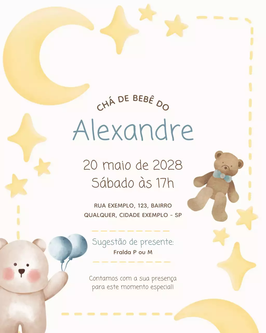 Convite para bebê em tom bege no Instagram