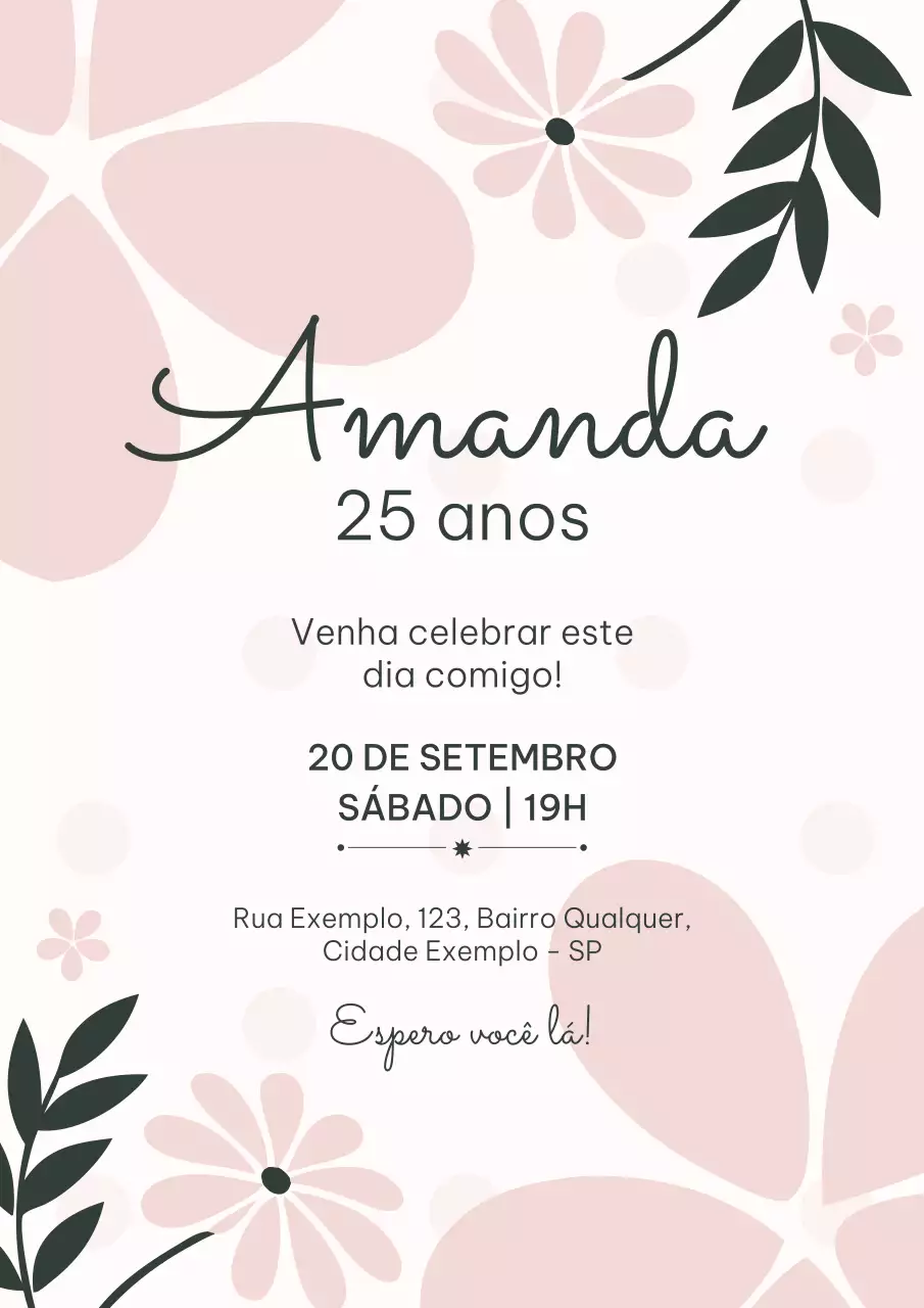 Cartaz de convite de aniversário elegante rosa