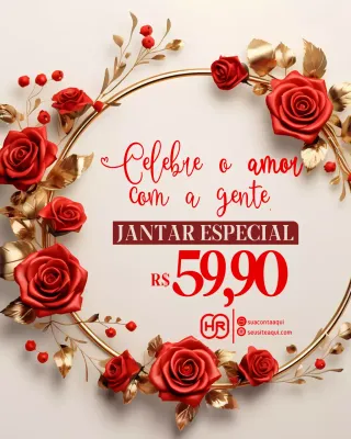 Publicação de anúncio de jantar elegante vermelho no Instagram