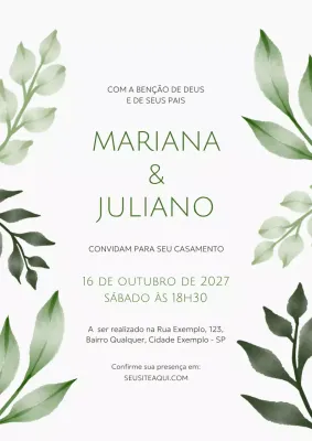 Cartaz de convite de casamento botânico verde