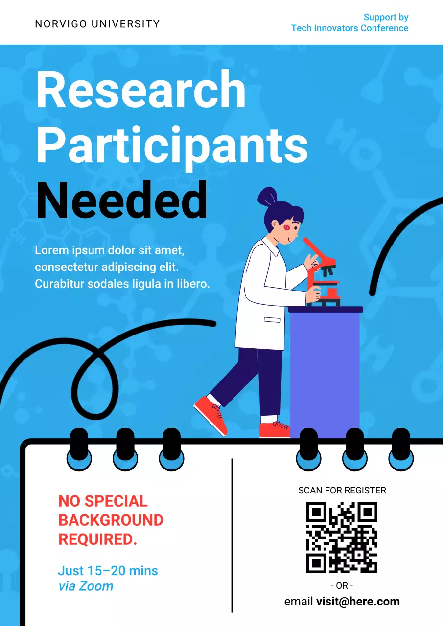 Blue Illustrated Research Study Recruitment Poster
