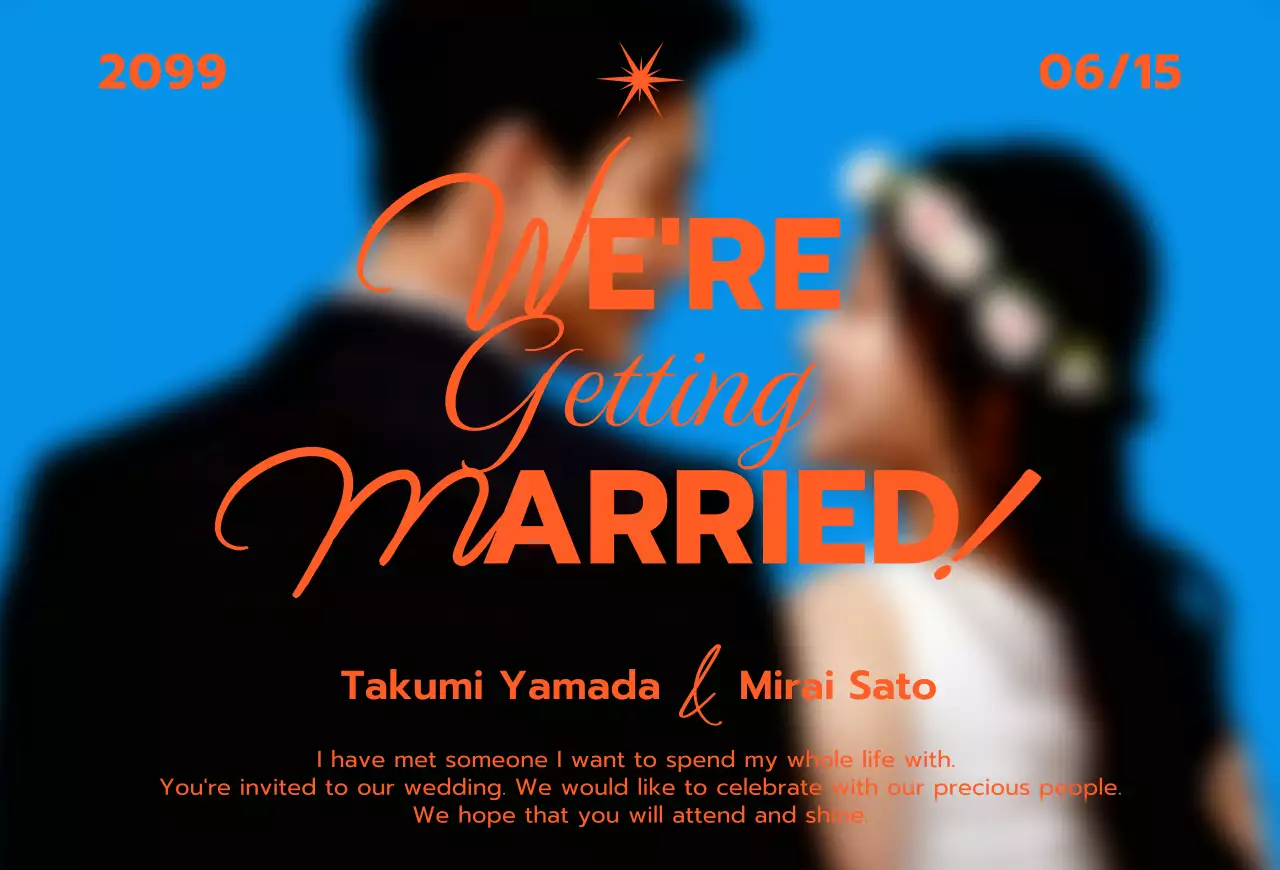 青 オシャレ 結婚式 招待状