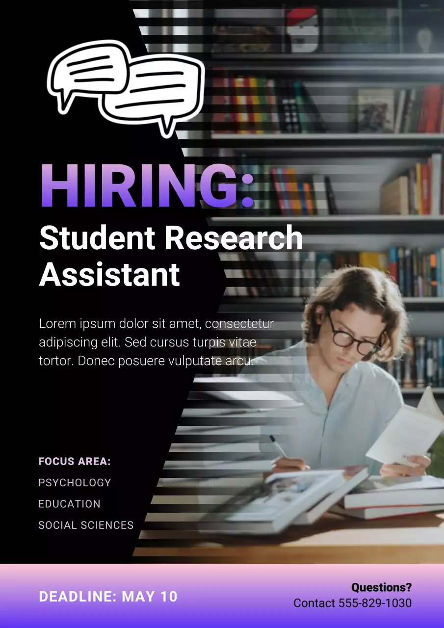 Black and Purple Modern Research Study Recruitment Poster