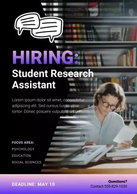 Black and Purple Modern Research Study Recruitment Poster
